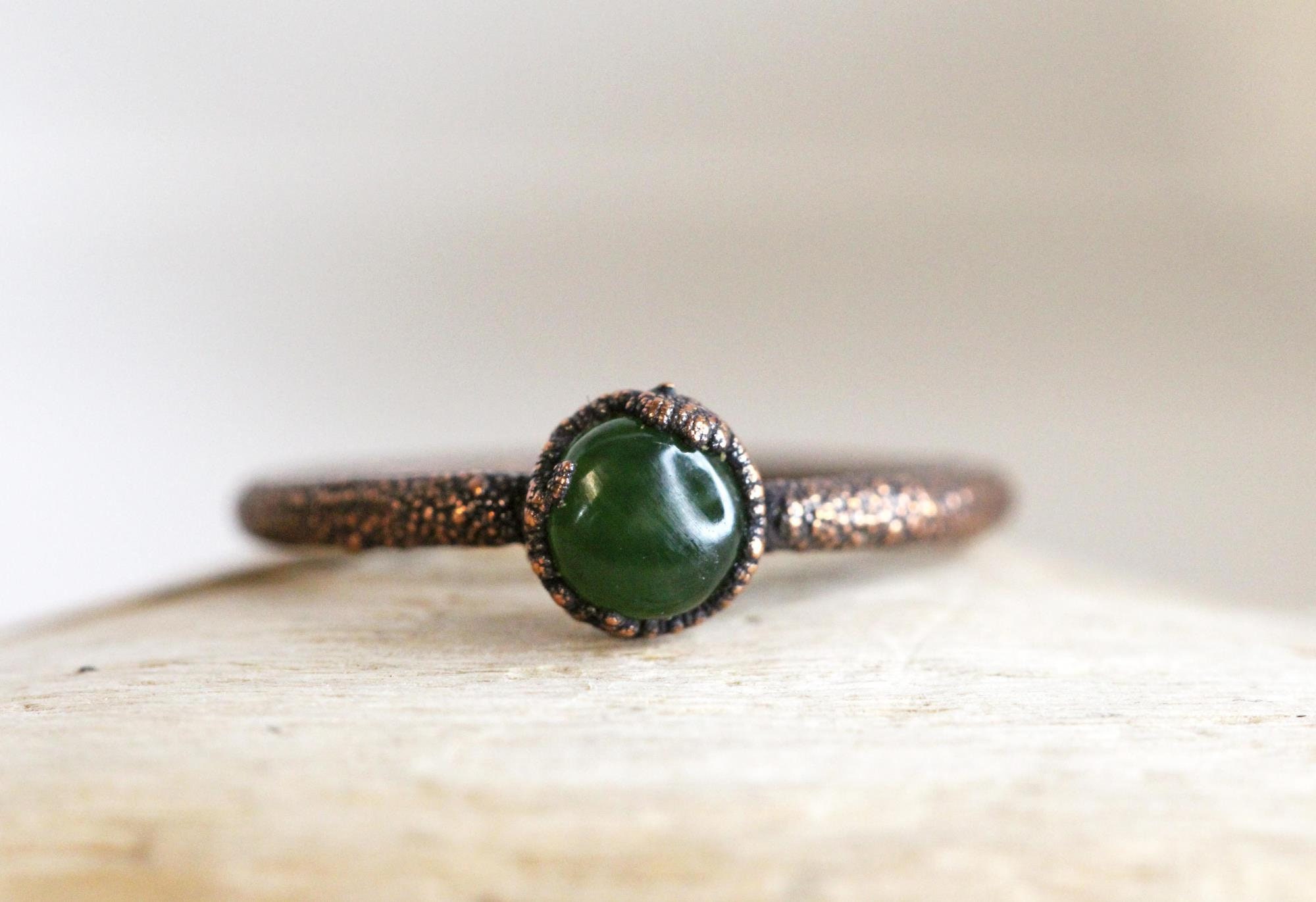 Jade Ring - Tiny Stone Ring - Simple Stacking Ring - Real Jade Jewelry