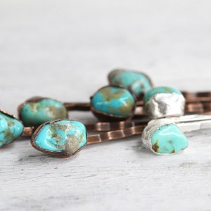 Stone Bobby Pin Turquoise Hair Pin Copper Hair Jewelry image 5