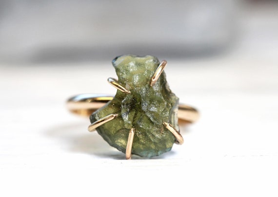 Raw moldavite ring sale