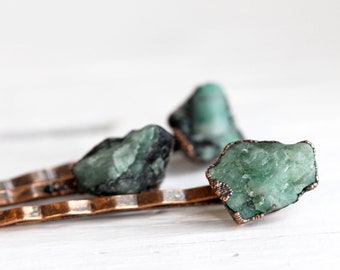 Stone Bobby Pin - Emerald Hair Accessory - Stone Hair Jewelry - May Birthstone