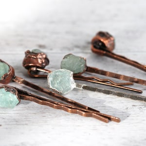 Aquamarine Bobby Pin Bridal Hair Accessory March Birthstone Stone Hair Pin image 3