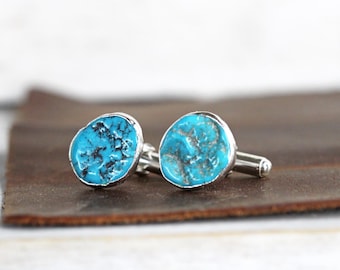 Turquoise Cuff Links - Groomsmen Gift - Stone Jewelry for Men - Stone Cufflinks