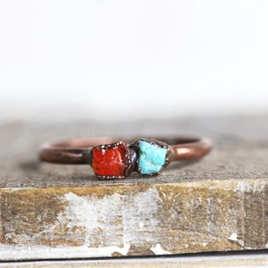 Roher Geburtsstein-Ring personalisiertes Geschenk für Mama Push-Geschenk Multi-Stein-Kristall-Ring Muttertagsring solid copper