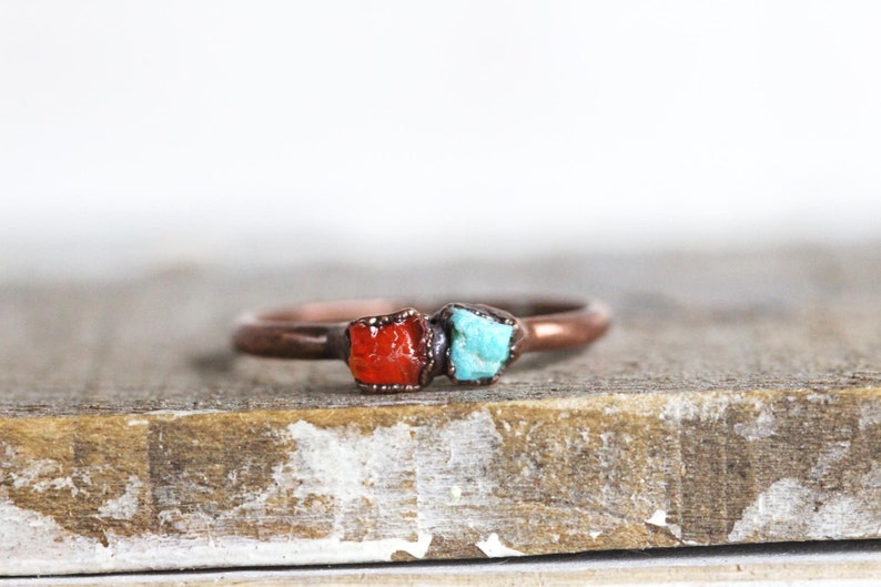 Roher Geburtsstein-Ring personalisiertes Geschenk für Mama Push-Geschenk Multi-Stein-Kristall-Ring Muttertagsring solid copper