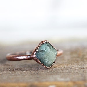 Raw Emerald Ring May Birthstone Jewelry Natural Stone Ring solid copper