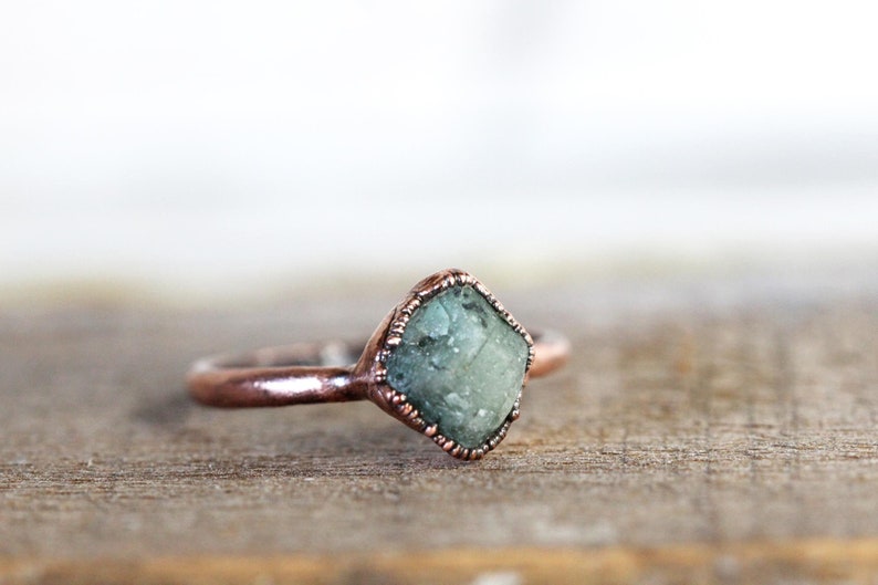 Raw Emerald Ring May Birthstone Jewelry Natural Stone Ring image 3
