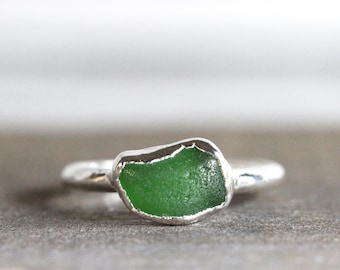 Sea Glass Ring - Beach Glass - Electroformed