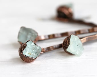 Aquamarine Bobby Pin - Bridal Hair Accessory - March Birthstone - Stone Hair Pin