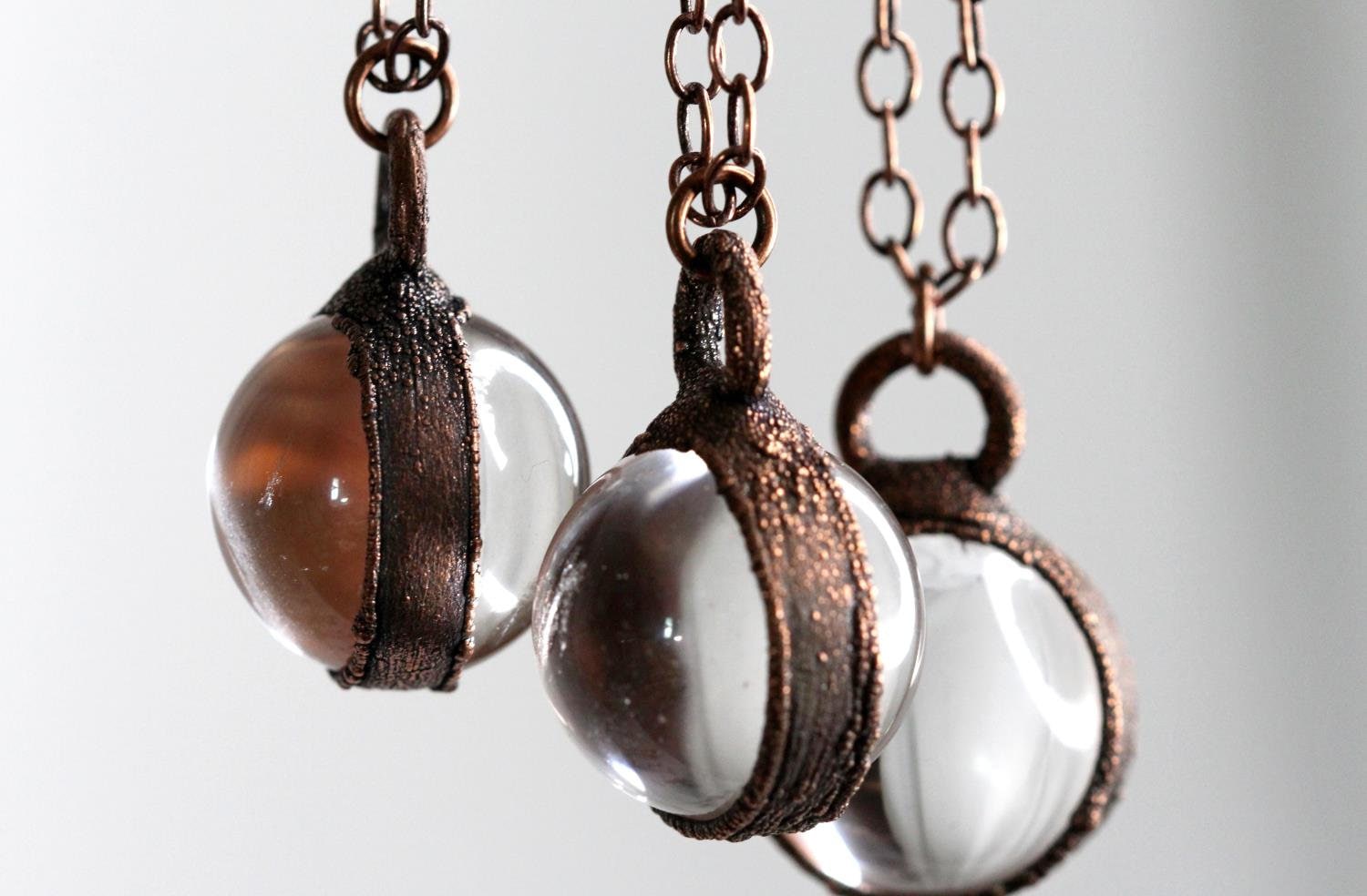 Crystal Ball Pendant Quartz Sphere Necklace Crystal Clear Orb