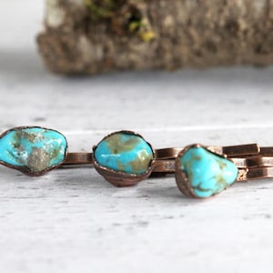 Stone Bobby Pin Turquoise Hair Pin Copper Hair Jewelry image 4