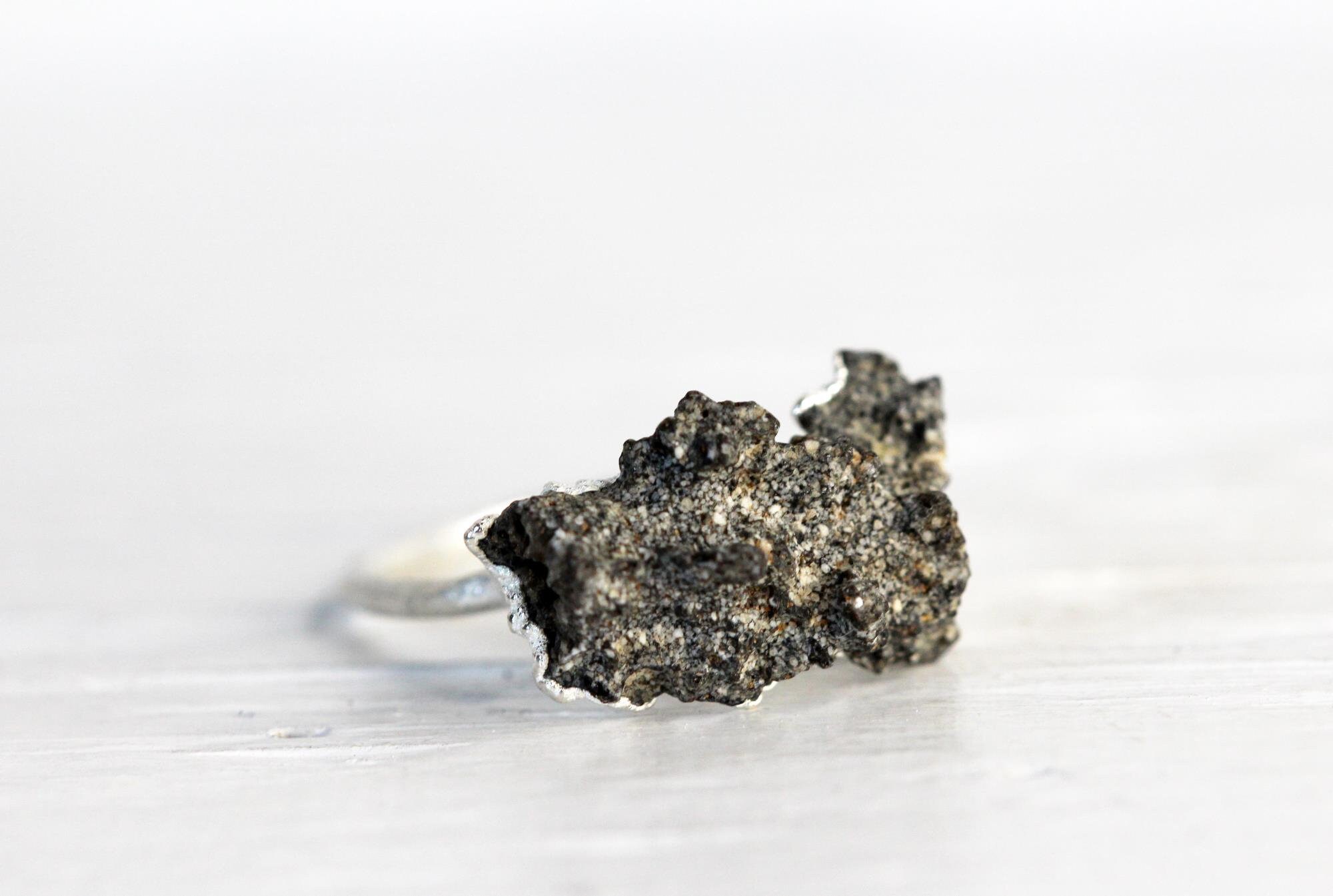 Fulgurite Ring Lightning Strikes Sand Petrified Lightning Jewelry