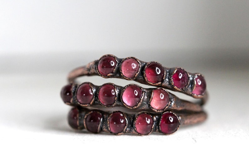 Libra Ring Copper Ring October Birthstone Multi Stone Silver Ring Pink Crystal Ring Pink Tourmaline Ring
