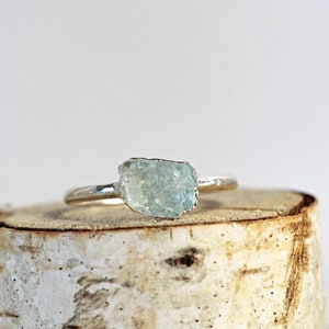 Raw Aquamarine Ring Electroformed Jewelry Rose Gold Plated image 9