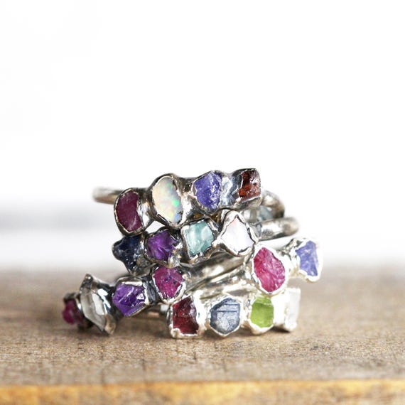 Raw Birthstone Ring Personalized Gift for Mom Push Present
