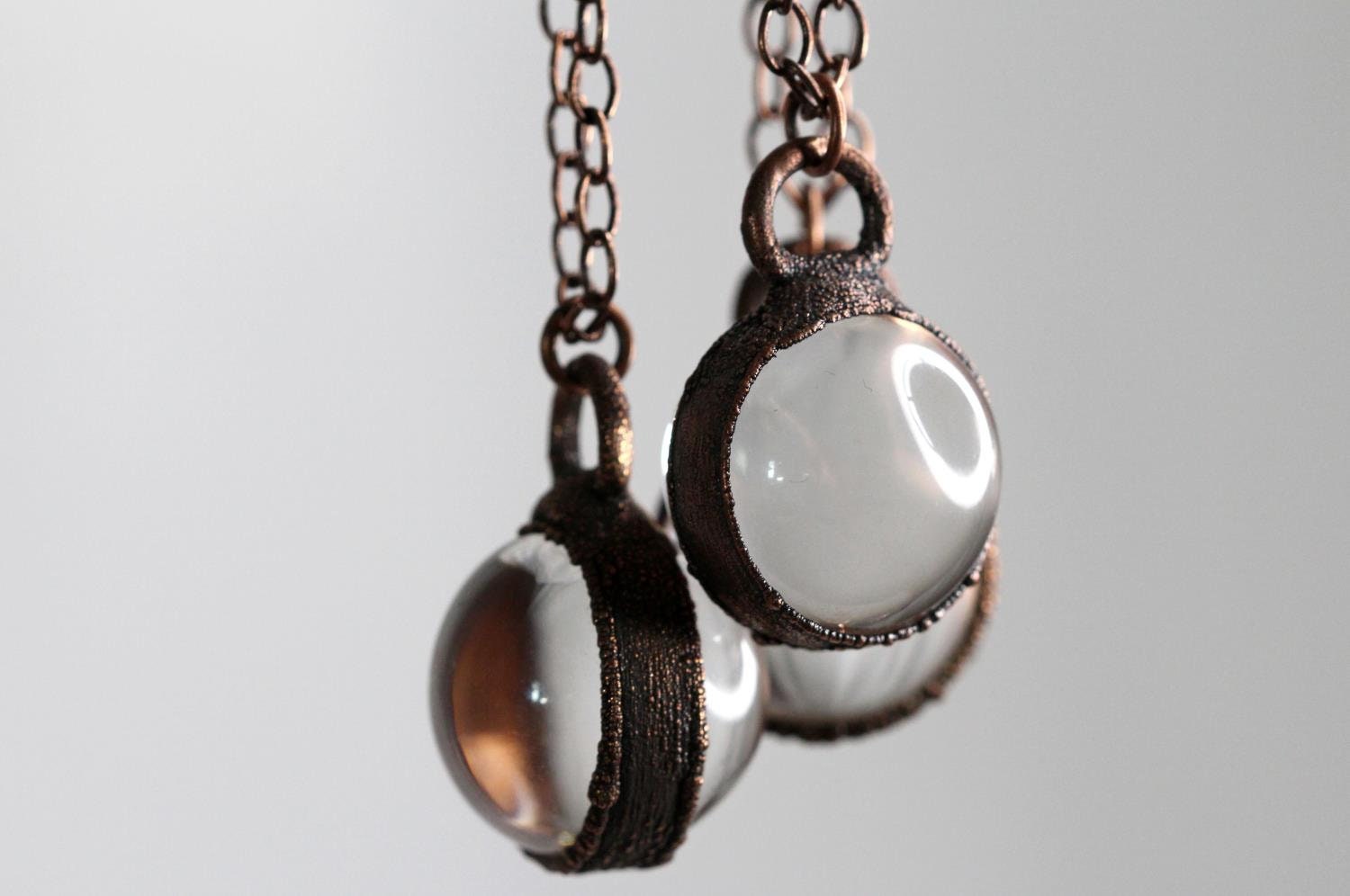 Crystal Ball Pendant Quartz Sphere Necklace Crystal Clear Orb