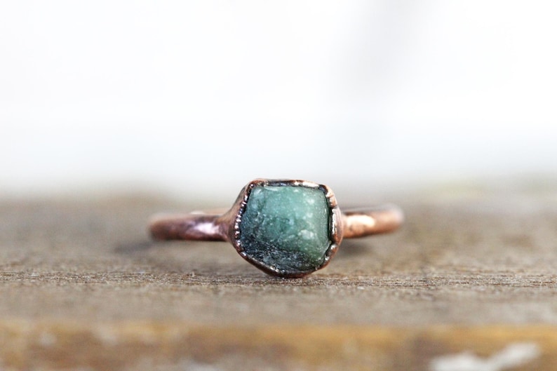 Raw Emerald Ring May Birthstone Jewelry Natural Stone Ring image 7