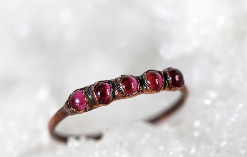 Libra Ring Copper Ring October Birthstone Multi Stone Silver Ring Pink Crystal Ring Pink Tourmaline Ring