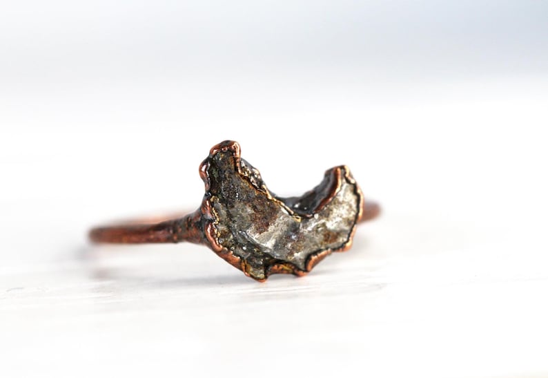 Meteorite Ring Campo del Cielo Meteorite Copper Ring Geekery Collector Gift Astronomy Gift image 1