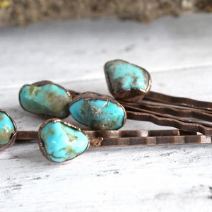 Stone Bobby Pin Turquoise Hair Pin Copper Hair Jewelry image 7