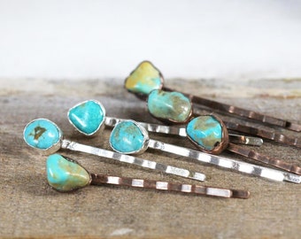 Stone Bobby Pin - Turquoise Hair Pin - Copper Hair Jewelry