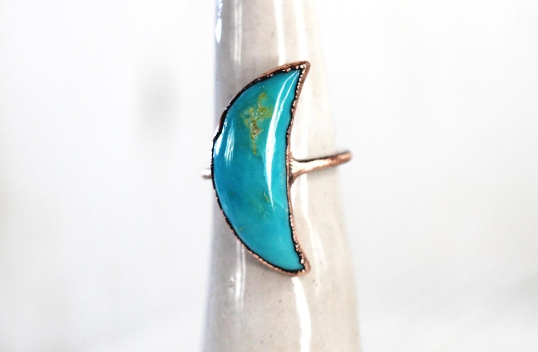 Turquoise Moon Ring Size Blue Moon Ring Celestial Jewelry