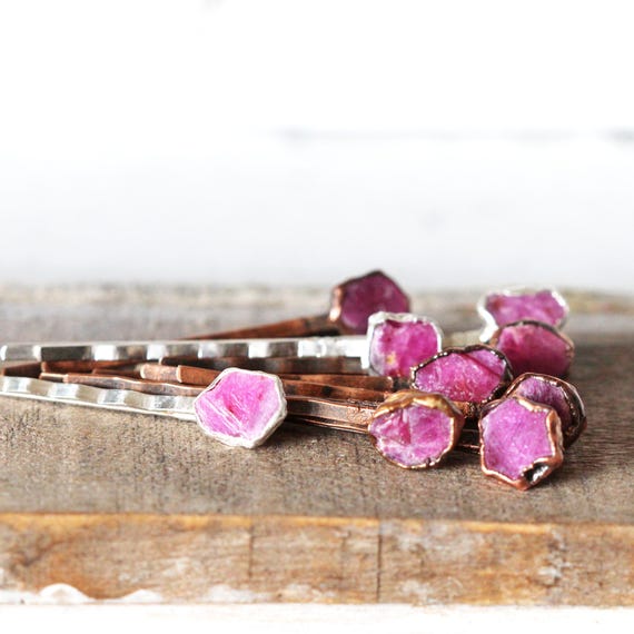 Ruby Bobby Pin- Stone Hair Jewelry - Bridal Hair Accessory