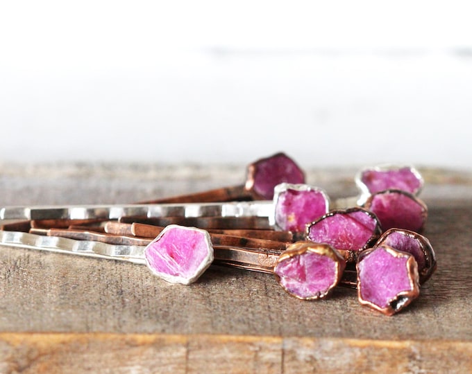 Featured listing image: Ruby Bobby Pin- Stone Hair Jewelry - Bridal Hair Accessory