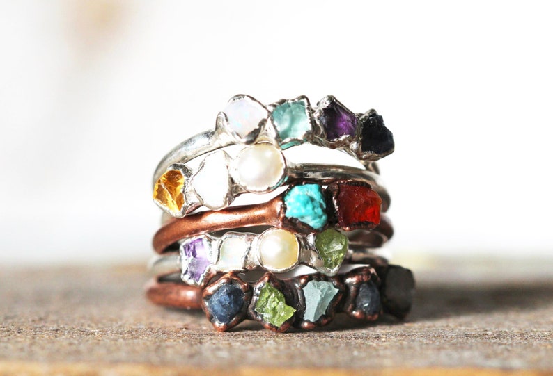 Roher Geburtsstein-Ring personalisiertes Geschenk für Mama Push-Geschenk Multi-Stein-Kristall-Ring Muttertagsring Bild 5