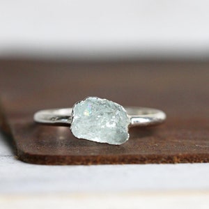 Raw Aquamarine Ring Electroformed Jewelry Rose Gold Plated image 3