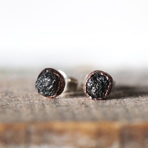 Raw Diamond Earrings - Conflict Free Diamond Studs - April Birthstone Jewelry - Gold Post Earrings - Simple Earrings image 6