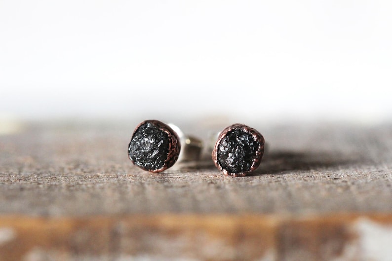 Raw Diamond Earrings - Conflict Free Diamond Studs - April Birthstone Jewelry - Gold Post Earrings - Simple Earrings image 6