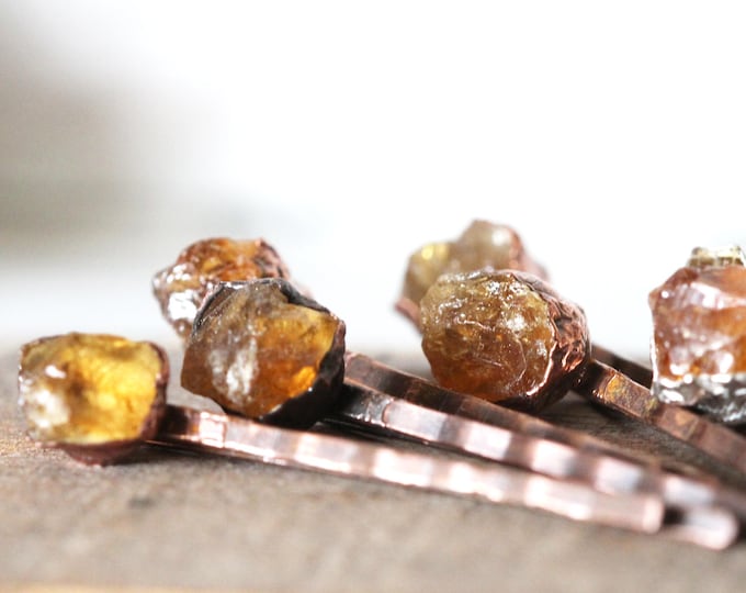 Featured listing image: Raw Citrine Bobby Pin - Crystal Hair Jewelry - November Birthstone