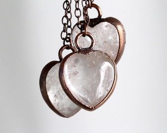 Pendentif coeur en cristal - Pendentif en cristal de quartz - Collier coeur en cristal