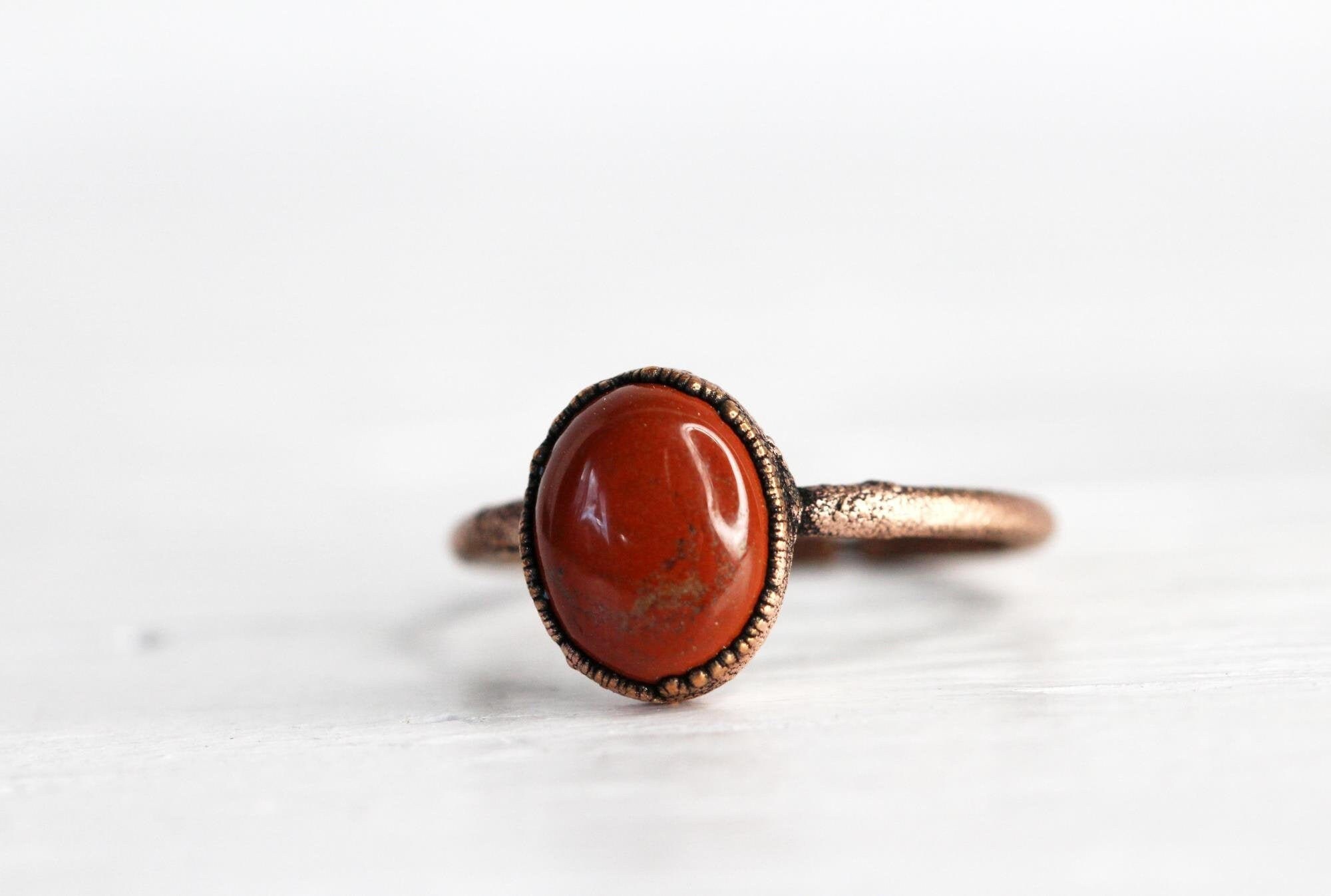 Red Jasper Ring Small Stone Ring Simple Stone Stacking Ring