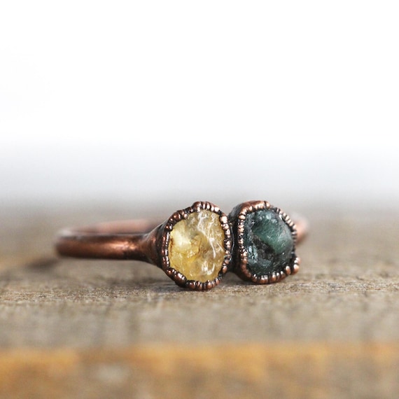 Gemstone Birthstone Push Present Raw Birthstone Ring Personalized