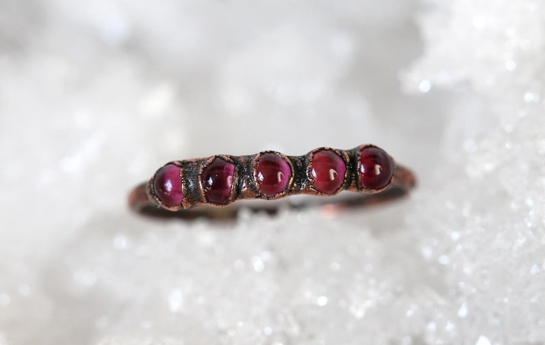 Libra Ring Copper Ring October Birthstone Multi Stone Silver Ring Pink Crystal Ring Pink Tourmaline Ring