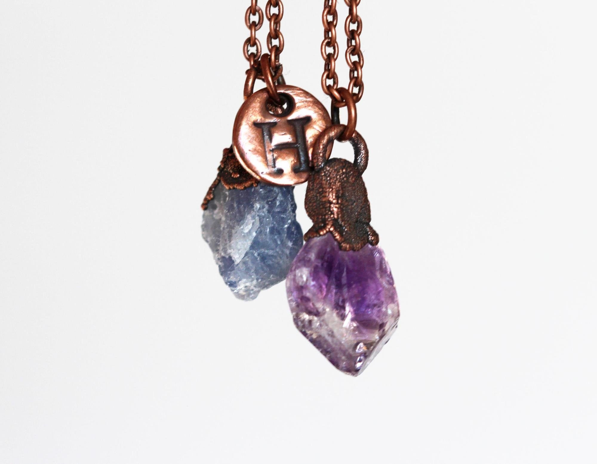 Personalized Necklace Birthstone Jewelry Raw Stone Pendant Etsy