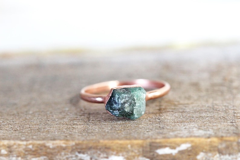 Raw Emerald Ring May Birthstone Jewelry Natural Stone Ring image 8