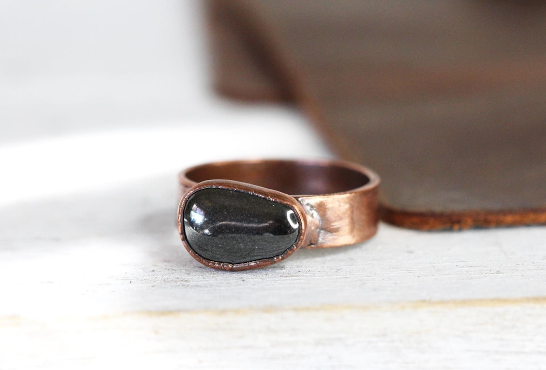 Tumbled Hematite Ring - Silver Grey Stone Ring - Men's Jewelry - Etsy