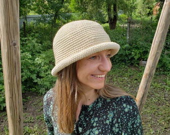 Crocheted Summer Hat - Cotton Beach Hat - Handmade Sun Hat