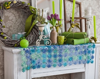 12x30'' / 30x75 cm - Crocheted Flower Table Runner