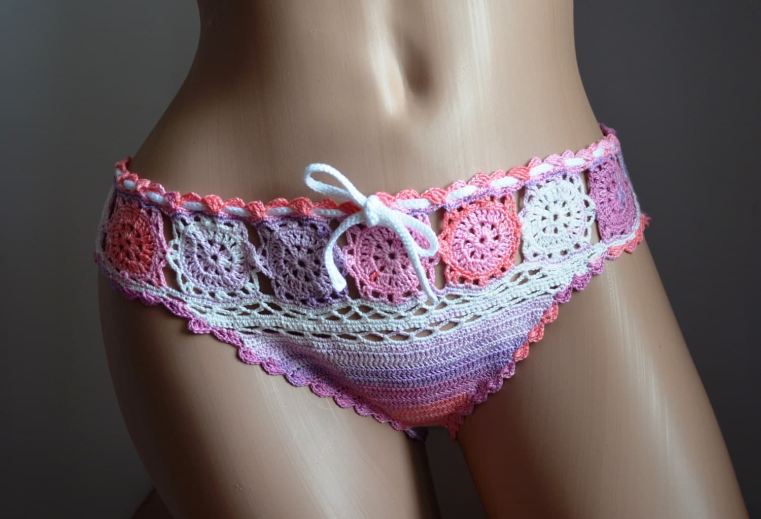Pink Panties Crochet Floral Lingerie Handmade Etsy