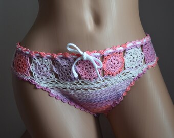 Patrón de braguita de bikini de crochet: braguita de baño floral (patrón PDF)