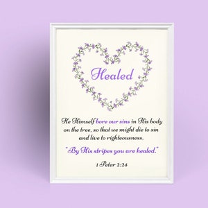 Christian Wall Art Bible Verse 1Peter 2-24 By His Stripes We Are Healed A Wonderful Promise From God