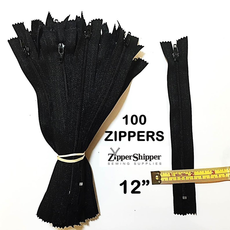 Bulk Zippers Black Zippers 12 Inches 30.5 cm Lightweight Etsy