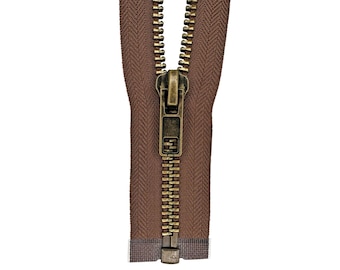 Heavy Duty #10 Separating Antique Brass Metal Zipper