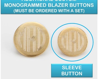 Additional Custom Monogrammed Sleeve Button (Must Be Ordered Along With Set)