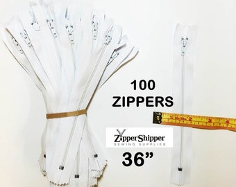 Sale Zippers, Long Zippers, 36 Inch Nylon Coil Closed End (91 cm), Wholesale Zippers For Pillows +More, 100 Pieces