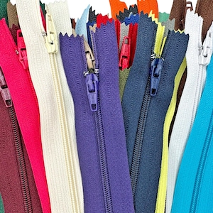 Nylon Coil Zipper, Zipper For Sewing, #3 Lightweight Closed-End, Many Colors, 7", 9", 12", 14", 16", 18", 20", 22", 24", or 36"
