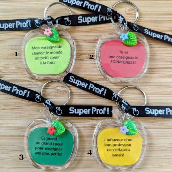 Teacher key ring, teacher key ring, apple, bag decoration, school, end of year teacher gift, teacher gift, little personalized note